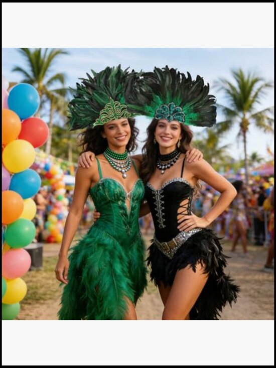Feather Headpiece Showgirl Headdress 22in Carnival Mardi Gras Hair Accessory main image 6